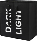 THREADSHAPES 80L Large Laundry Basket with 2 Compartments, Collapisable Laundry Bag, Foldable Laundry Hamper, Folding Washing Storage Bin