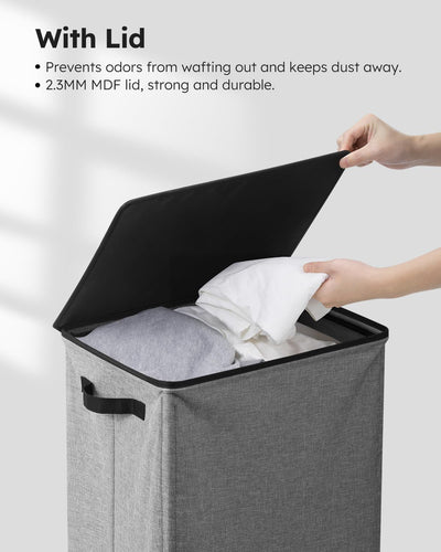Collapsible Laundry Basket with Lid 100L Large Hamper, Washing Baskets for Laundry with Inner Bag and Handles - Bedrooms Dirty Clothes Bin