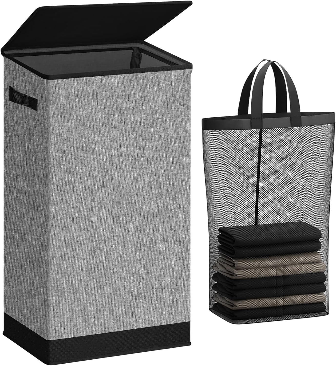 Collapsible Laundry Basket with Lid 100L Large Hamper, Washing Baskets for Laundry with Inner Bag and Handles - Bedrooms Dirty Clothes Bin
