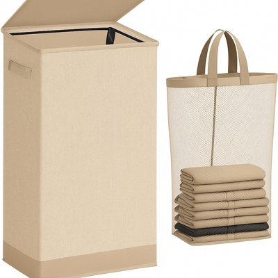 Collapsible Laundry Basket with Lid 100L Large Hamper, Washing Baskets for Laundry with Inner Bag and Handles - Bedrooms Dirty Clothes Bin
