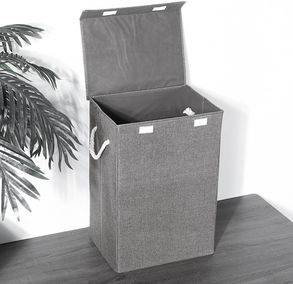 THREADSHAPES Collapsible Laundry Basket 90L Large Laundry Hamper with Lid Foldable Laundry Bin Washing Baskets with Handles for Bedroom, Bathroom