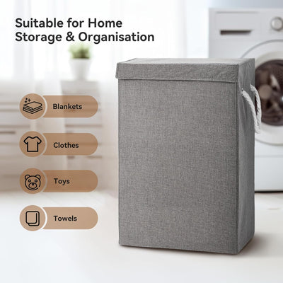 THREADSHAPES Collapsible Laundry Basket 90L Large Laundry Hamper with Lid Foldable Laundry Bin Washing Baskets with Handles for Bedroom, Bathroom