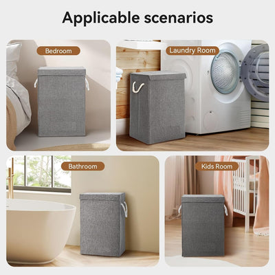 THREADSHAPES Collapsible Laundry Basket 90L Large Laundry Hamper with Lid Foldable Laundry Bin Washing Baskets with Handles for Bedroom, Bathroom
