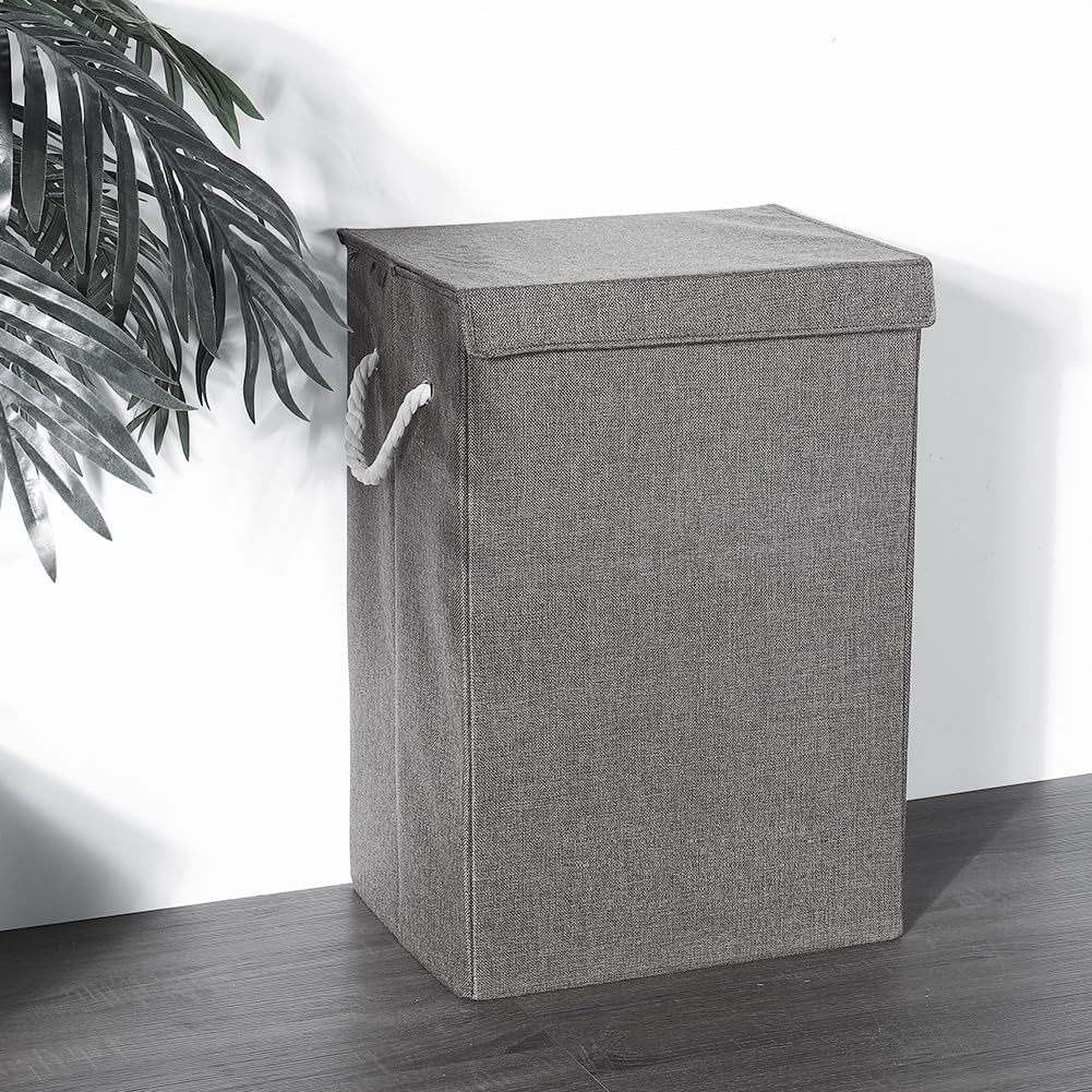 THREADSHAPES Collapsible Laundry Basket 90L Large Laundry Hamper with Lid Foldable Laundry Bin Washing Baskets with Handles for Bedroom, Bathroom